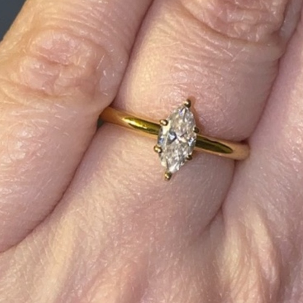 Marquise Moissanite Ring .54 C in 10k Gold